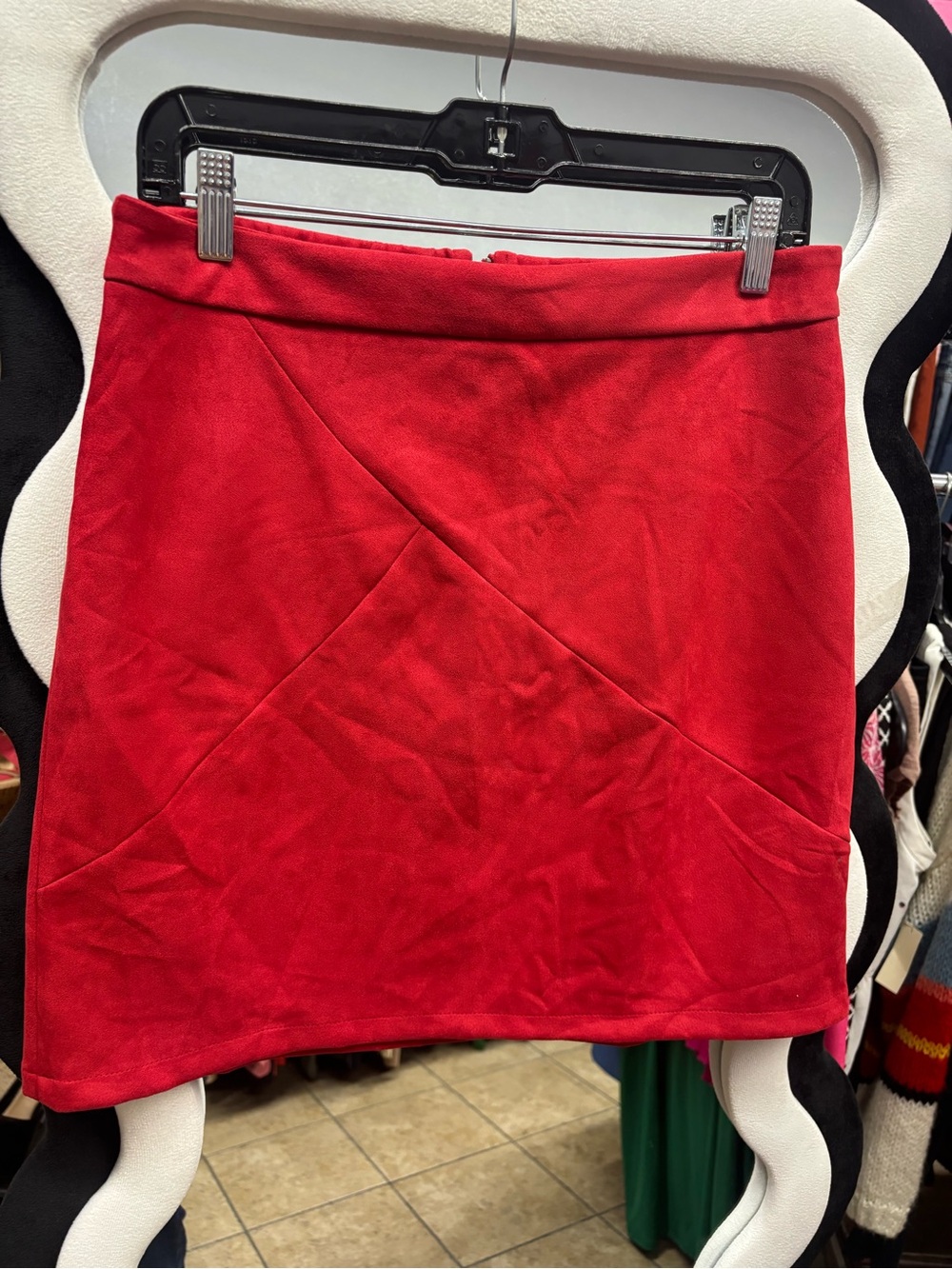 Simple Red Mini Skirt with Diagonal Paneling